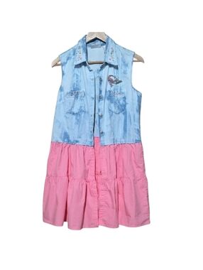 Upcycled Denim and Pink Vest Tunic
